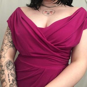 Very Gently Used Le Château Medium Ruched Magenta Dress